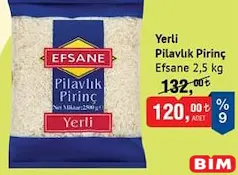 EFSANE YERLİ PİLAVLIK PİRİNÇ 2,5 KG